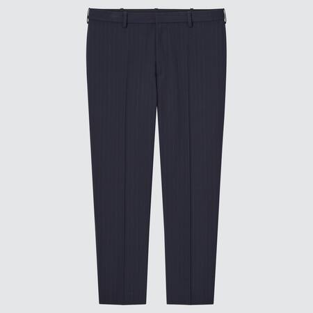 Men Smart Striped Ankle Length Trousers