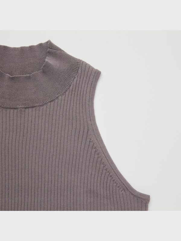 Ribbed Mock Neck Sleeveless Cropped Top