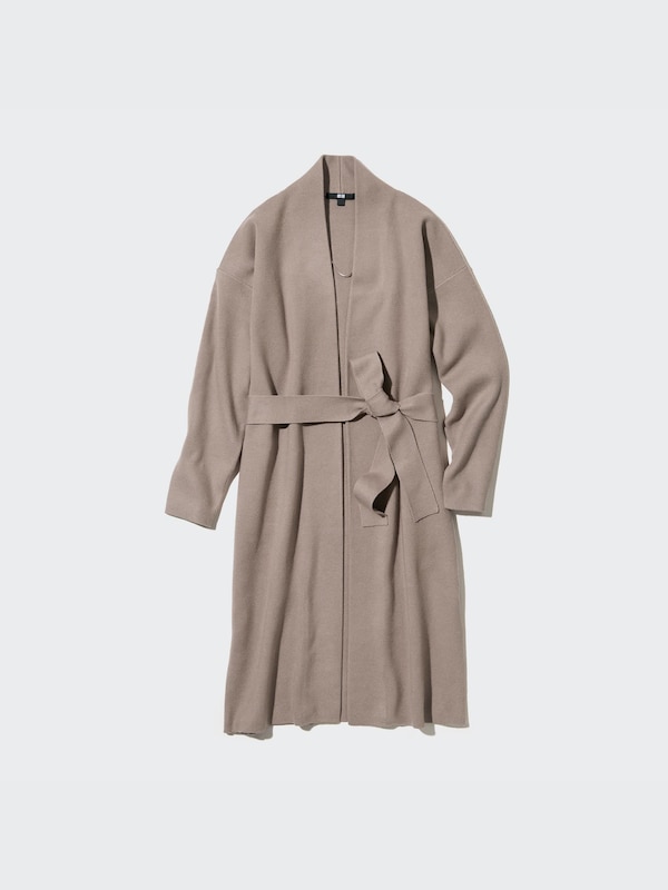 Souffle Yarn Belted Knitted Coat