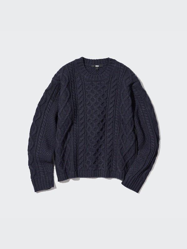 Cable Crew Neck Long-Sleeve Sweater