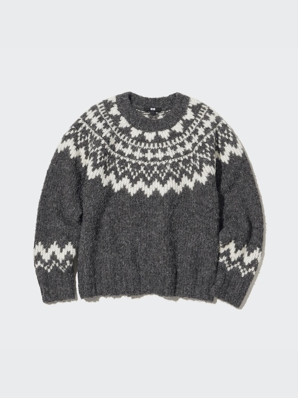 Crew Neck Long-Sleeve Sweater (Fair Isle)