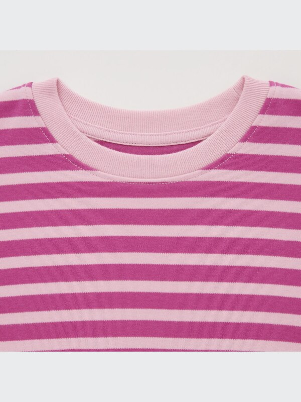 Brushed Cotton Crew Neck Striped Long-Sleeve T-Shirt