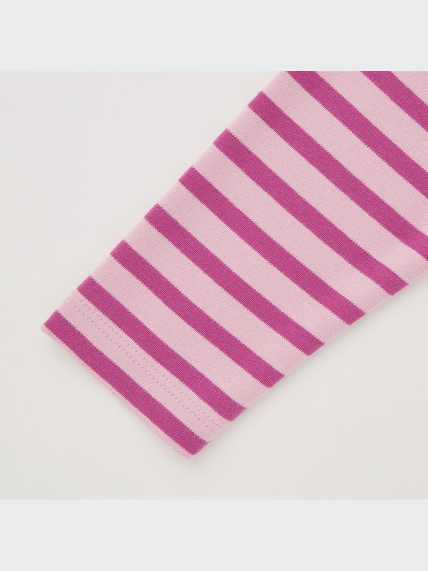 Brushed Cotton Crew Neck Striped Long-Sleeve T-Shirt