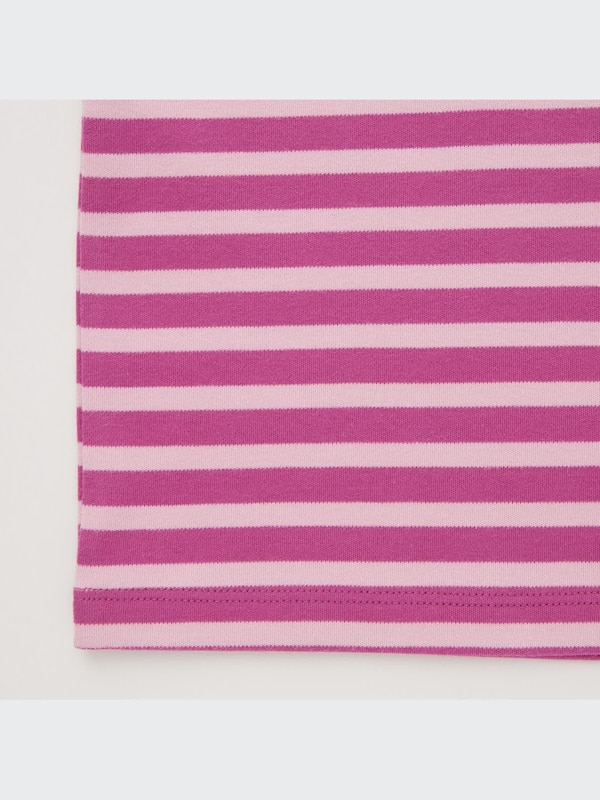 Brushed Cotton Crew Neck Striped Long-Sleeve T-Shirt