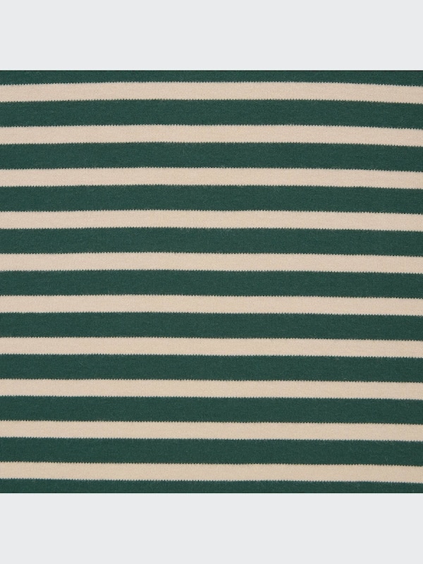 Brushed Cotton Crew Neck Striped Long-Sleeve T-Shirt