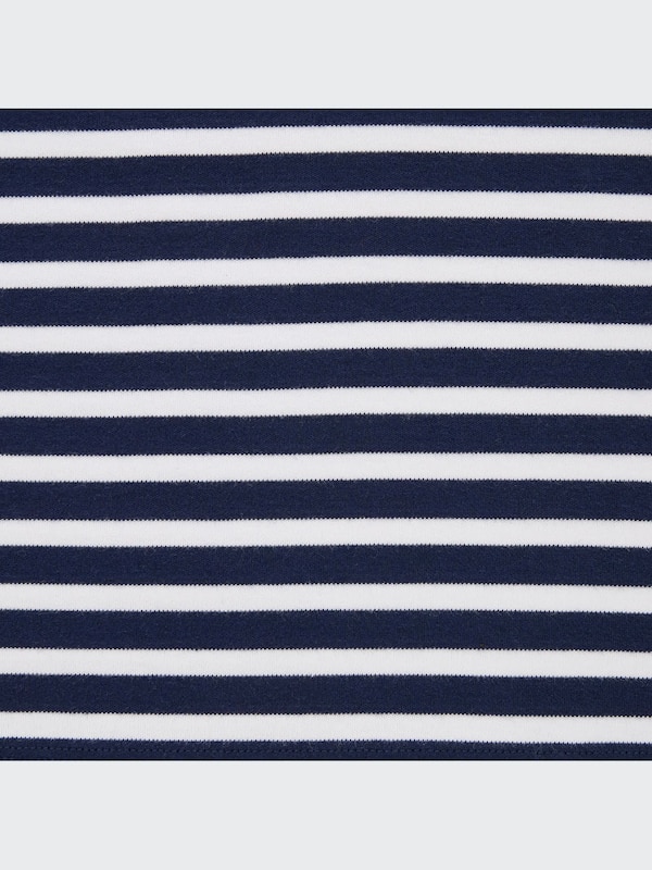 Brushed Cotton Crew Neck Striped Long-Sleeve T-Shirt