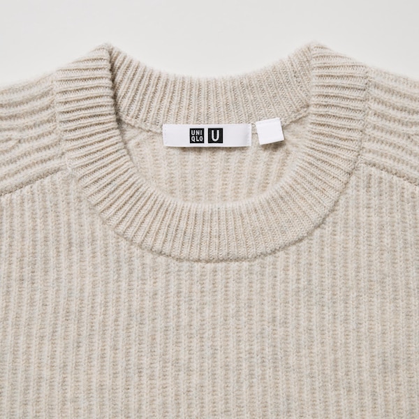 U Premium Lambswool Ribbed Crew Neck Long-Sleeve Sweater | UNIQLO US