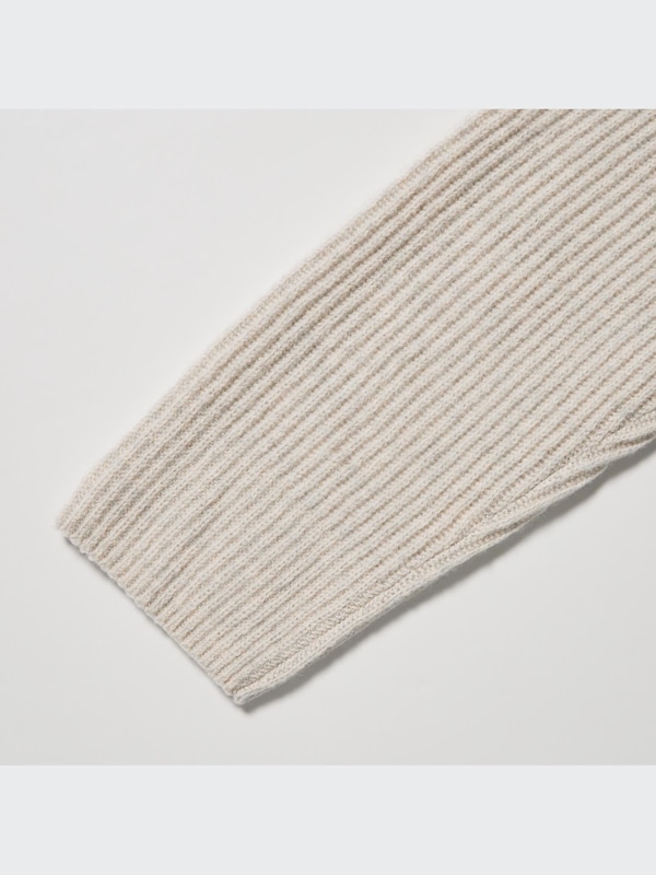 U Premium Lambswool Ribbed Crew Neck Long-Sleeve Sweater