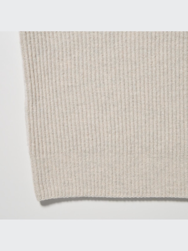 U Premium Lambswool Ribbed Crew Neck Long-Sleeve Sweater