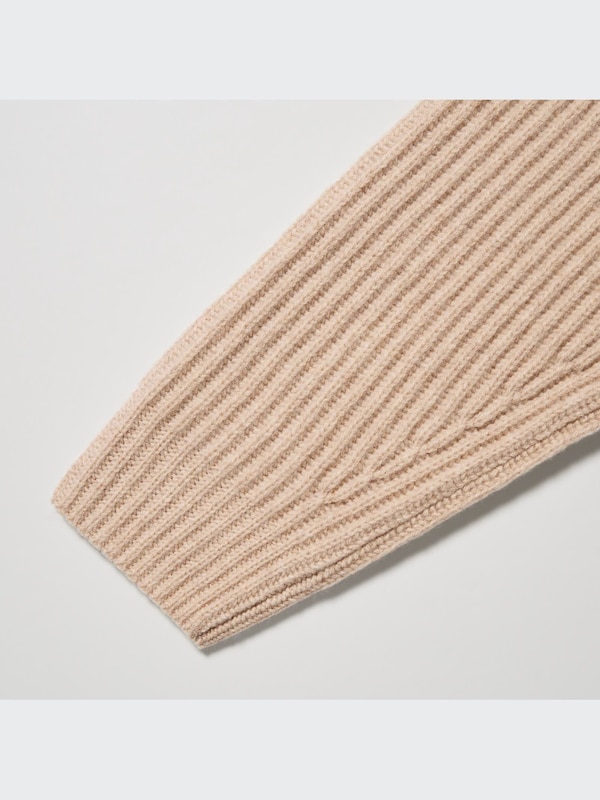 U Premium Lambswool Ribbed Long-Sleeve Cardigan