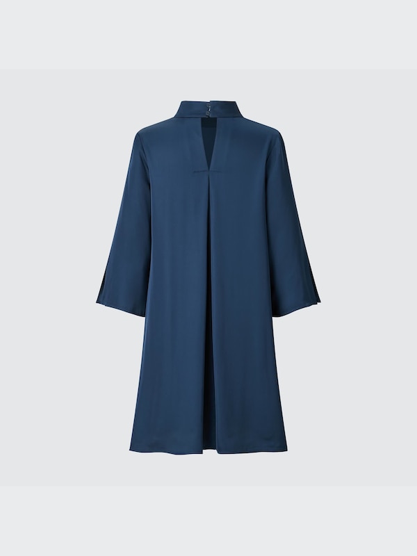 Satin High Neck 3/4-Sleeve Mini Dress (Hana Tajima)