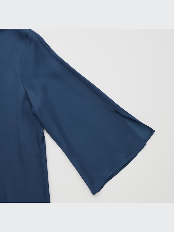 Satin High Neck 3/4-Sleeve Mini Dress (Hana Tajima)