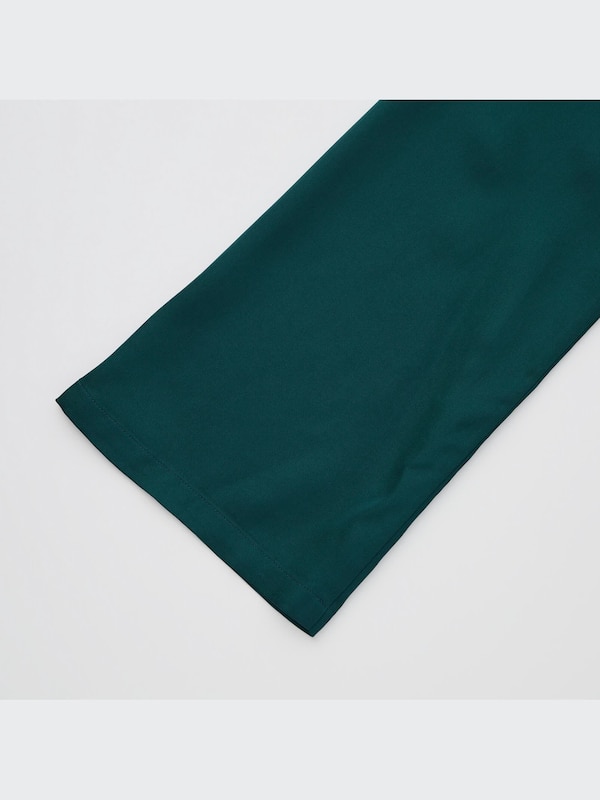 Satin Tucked V-Neck Long-Sleeve Dress (Hana Tajima)