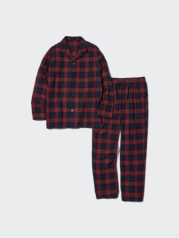 Flannel Long-Sleeve Pajamas (Checked)