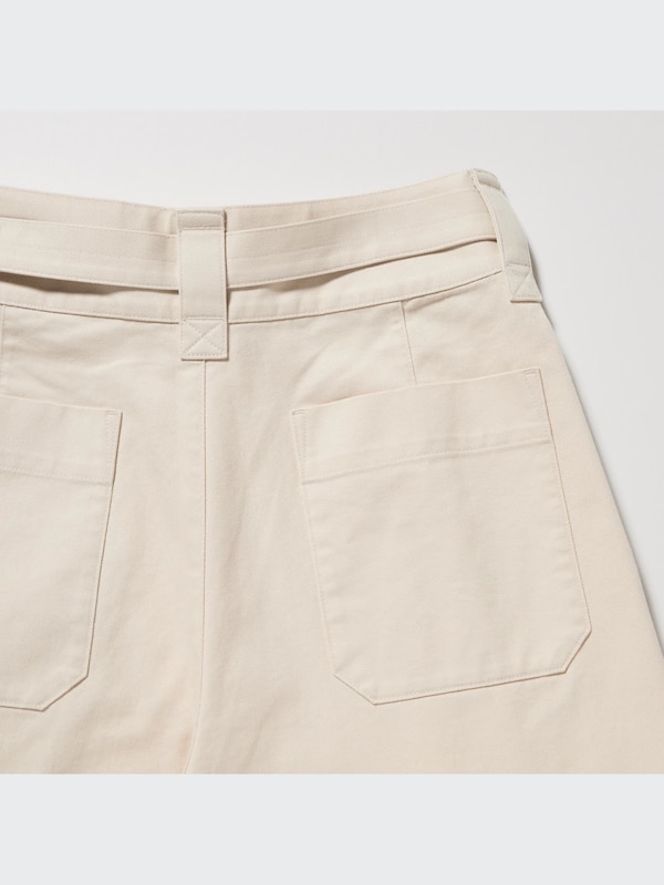 U Belted Pleated Wide Pants