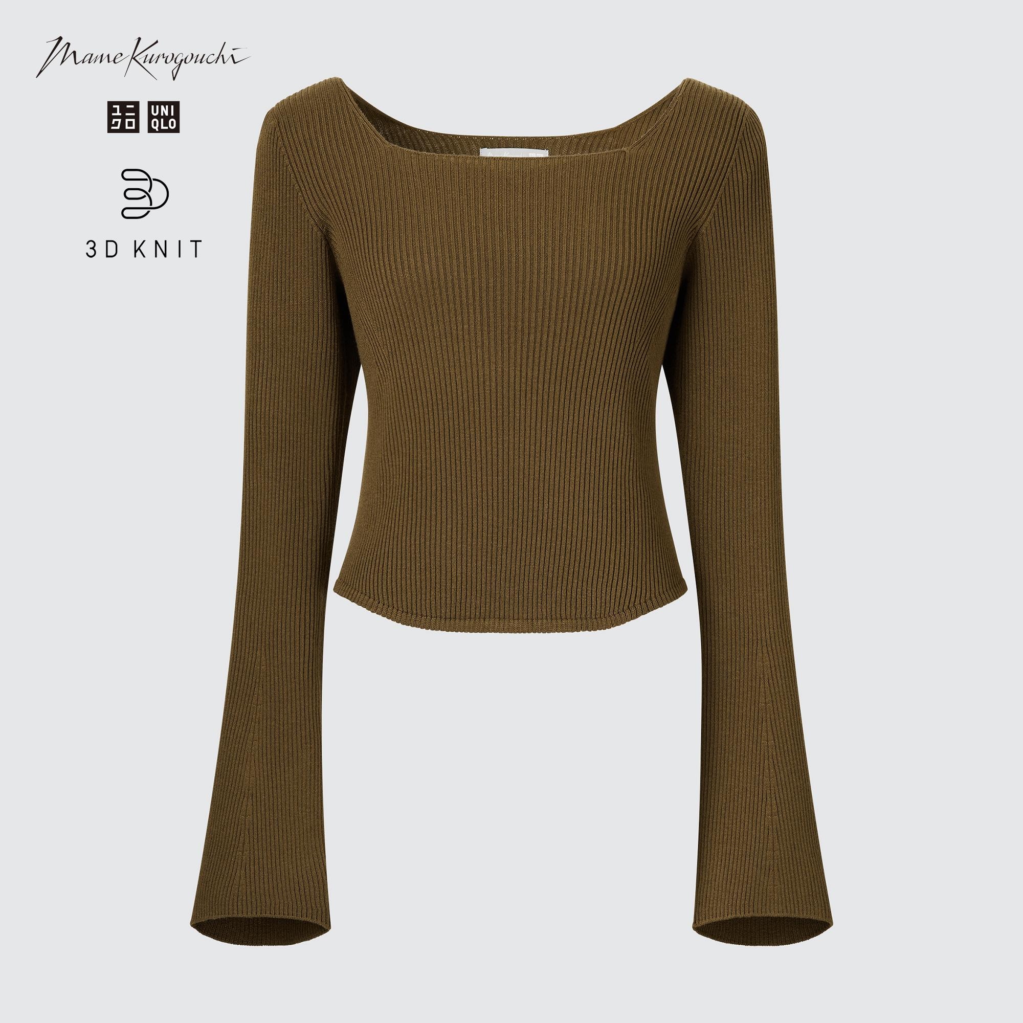 Check styling ideas for「3D Knit Ribbed Square Neck Sweater (Mame 