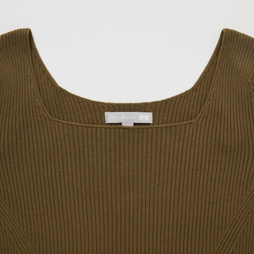 Mame Kurogouchi 3D Knit Ribbed Square Neck Sweater