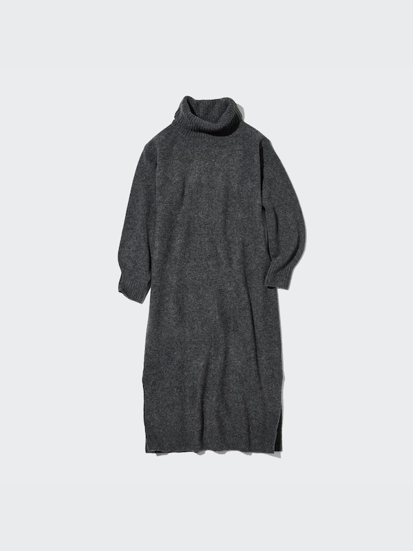 Souffle Yarn Turtleneck Long-Sleeve Dress