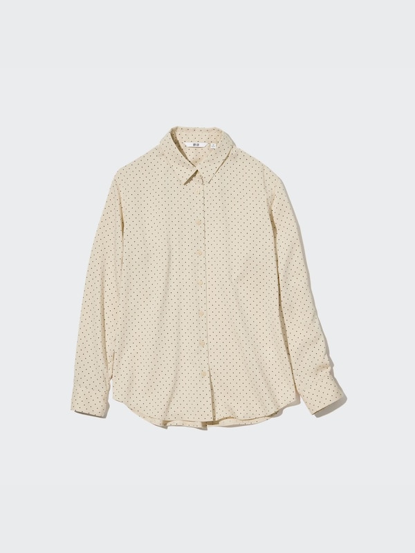Rayon Printed Long-Sleeve Blouse