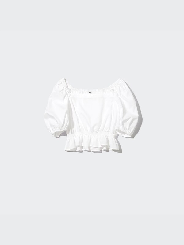 Puff-Sleeve Cropped Blouse