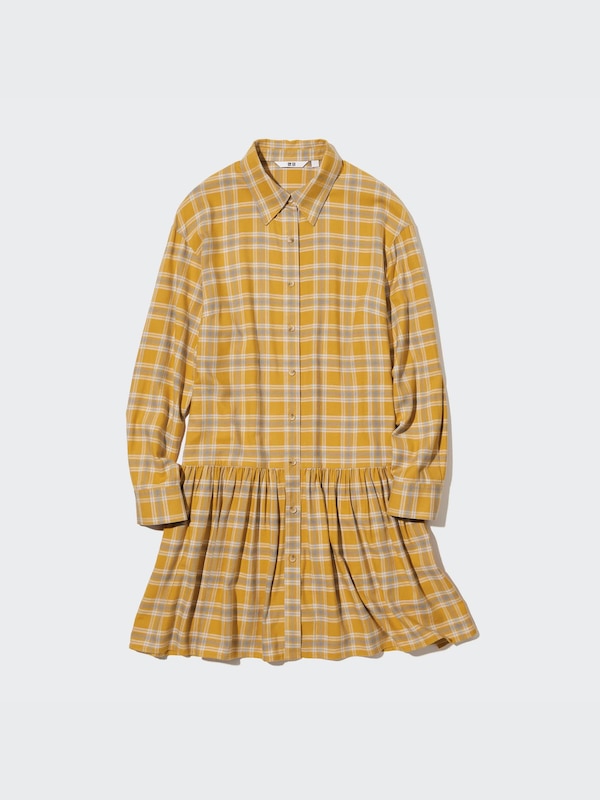 Soft Flannel Long-Sleeve Tiered Mini Dress