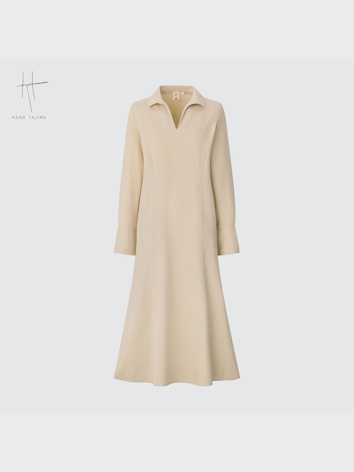 Women's Flannel Skipper Collar Long-Sleeve Long Dress (Hana Tajima