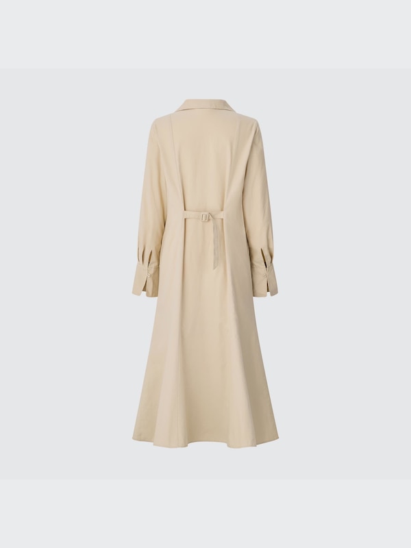 Flannel Skipper Collar Long-Sleeve Long Dress (Hana Tajima)