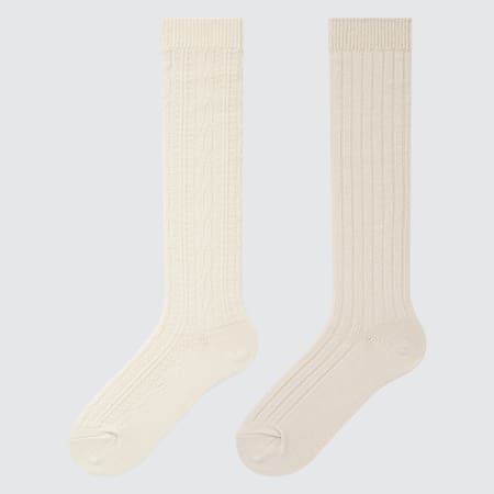 HEATTECH Knee High Cable Knit Socks (Two Pairs)
