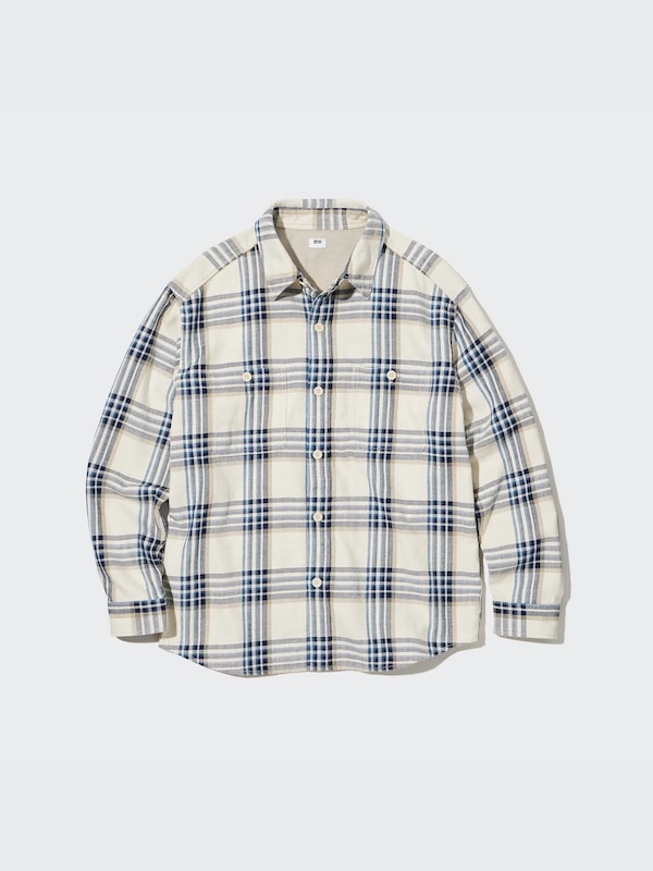 Slub Cotton Checked Long-Sleeve Shirt