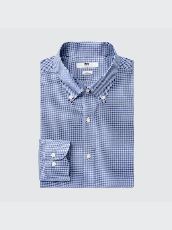 Easy Care Checked Stretch Slim-Fit Long-Sleeve Shirt