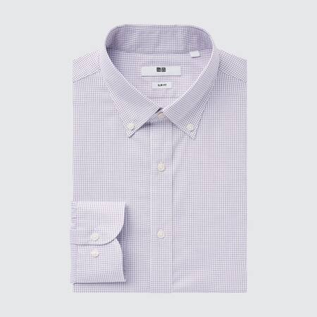 Easy Care Checked Stretch Slim Fit Shirt (Button-Down Collar)