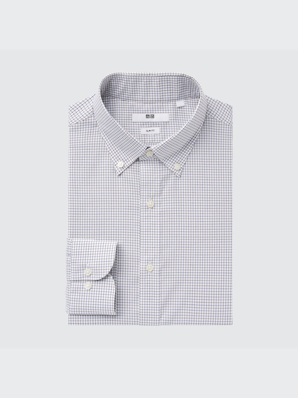 Easy Care Checked Stretch Slim-Fit Long-Sleeve Shirt