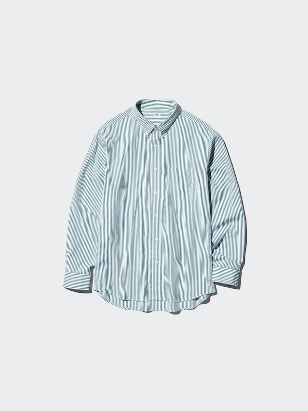 Cotton Broadcloth Shirt (Stripe, Button-Down Collar)