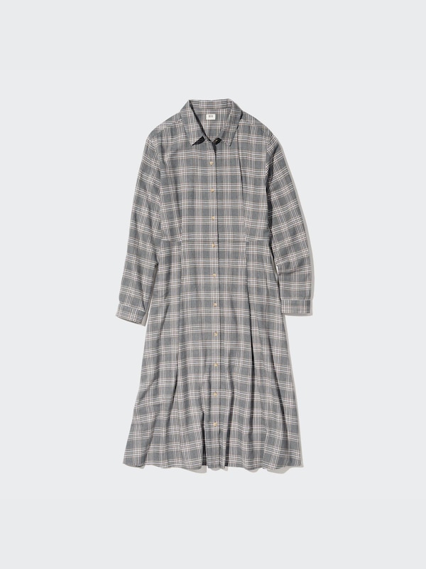 Soft Flannel Long-Sleeve Flare Dress