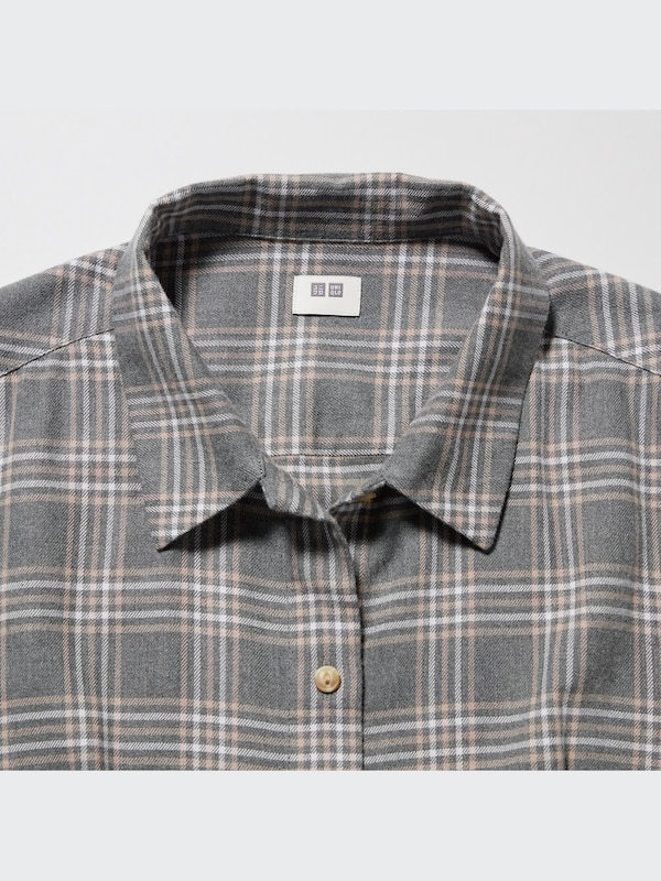 Soft Flannel Long-Sleeve Flare Dress