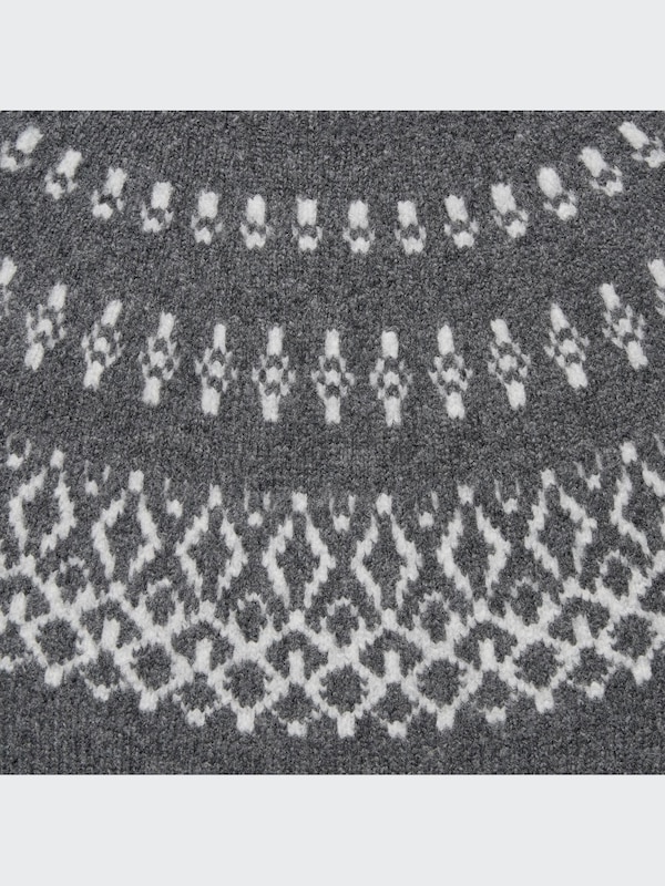3D Knit Souffle Yarn Long-Sleeve Sweater (Fair Isle)