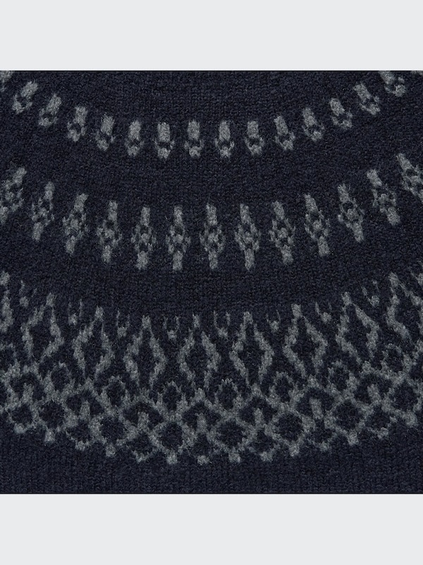 3D Knit Souffle Yarn Long-Sleeve Sweater (Fair Isle)