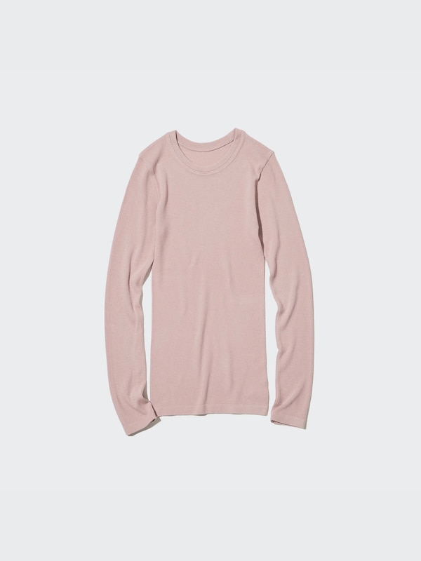 HEATTECH Seamless Ribbed Crew Neck Long-Sleeve T-Shirt (Extra Warm)