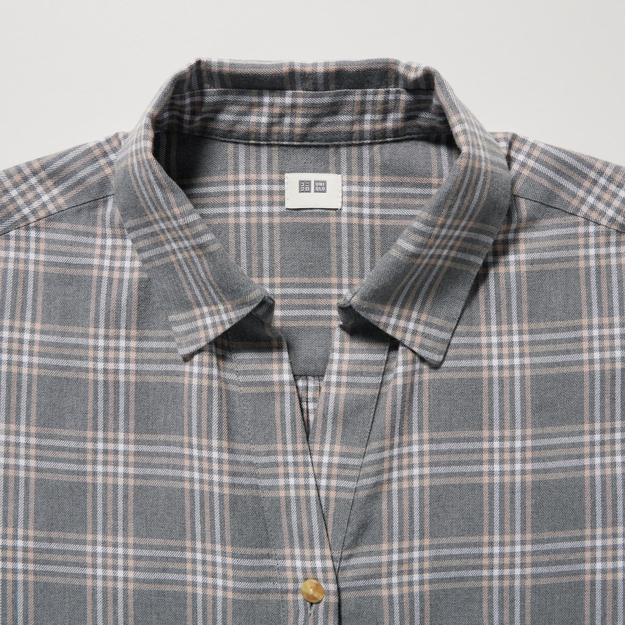 Soft Brushed Checked Long Sleeved Shirt UNIQLO UK