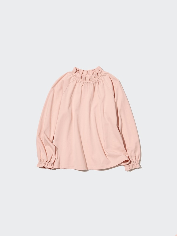 Smooth Cotton Frill Long-Sleeve T-Shirt