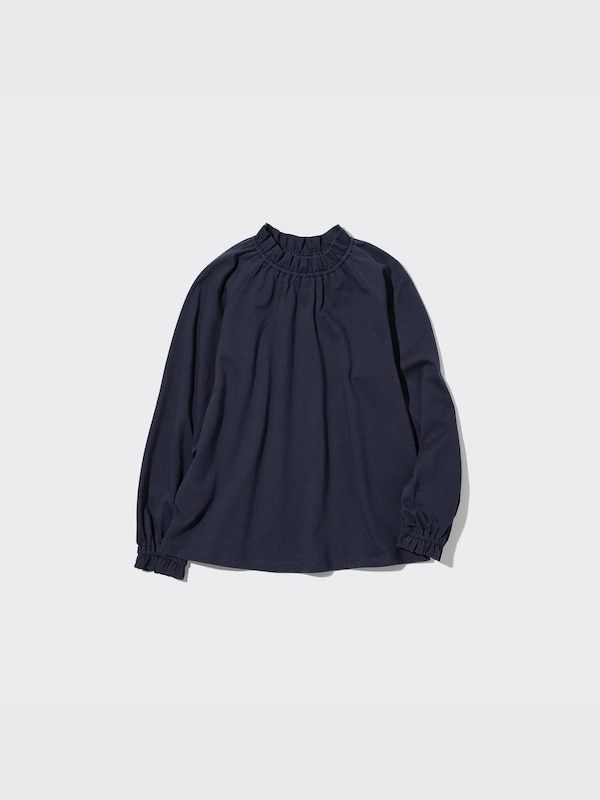 Smooth Cotton Frill Long-Sleeve T-Shirt