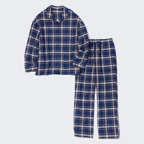 Efsteb Womens Pajamas Set Ladies Fashion Flannel Print Pocket Long