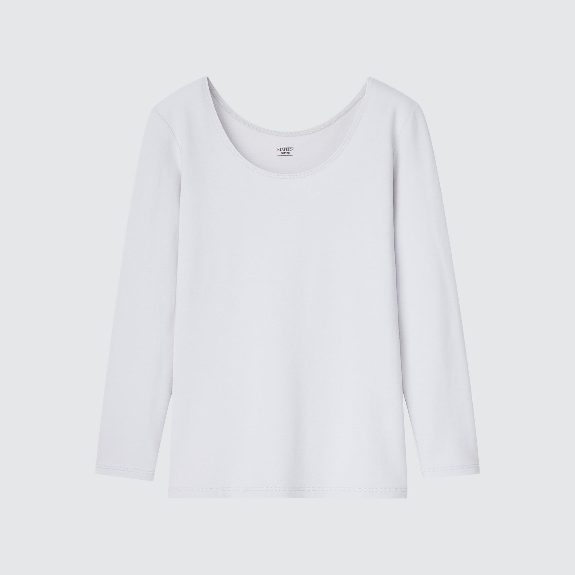 T-Shirt Termica HEATTECH Cotone Collo Rotondo Maniche Lunghe Uniqlo Donna Abbigliamento Top e t-shirt T-shirt Polo 