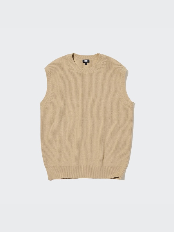 Middle Gauge Crew Neck Knitted Vest