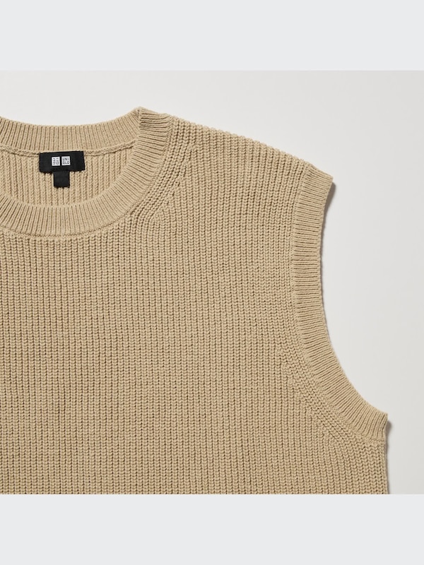 Middle Gauge Crew Neck Knitted Vest
