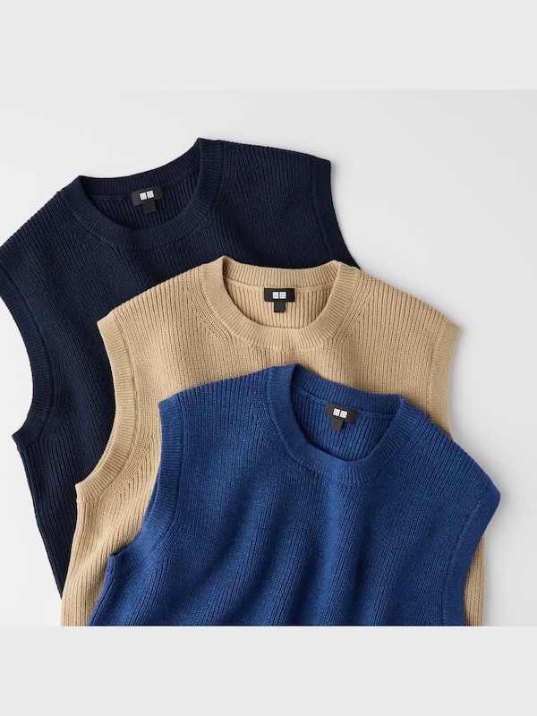 Middle Gauge Crew Neck Knitted Vest