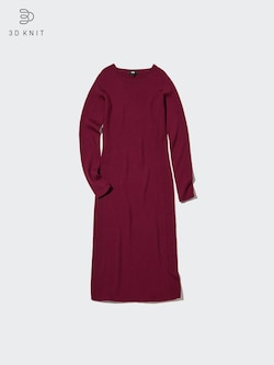 Women's 3D Knit Extra Fine Merino Ribbed Fitted Long-Sleeve Dress | UNIQLO  US