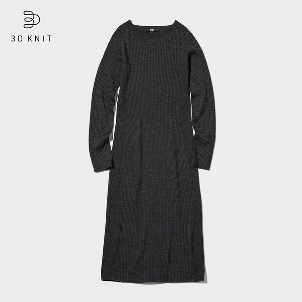 3D Knit Extra Fine Merino Ribbed Fitted LongSleeve Dress UNIQLO US