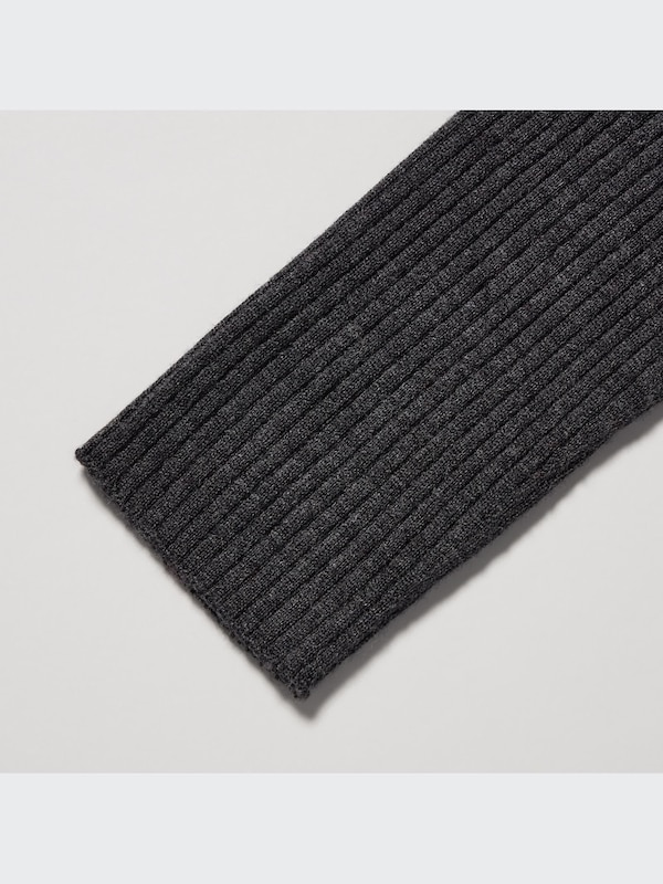 3D Knit Extra Fine Merino Ribbed Fitted Long-Sleeve Dress