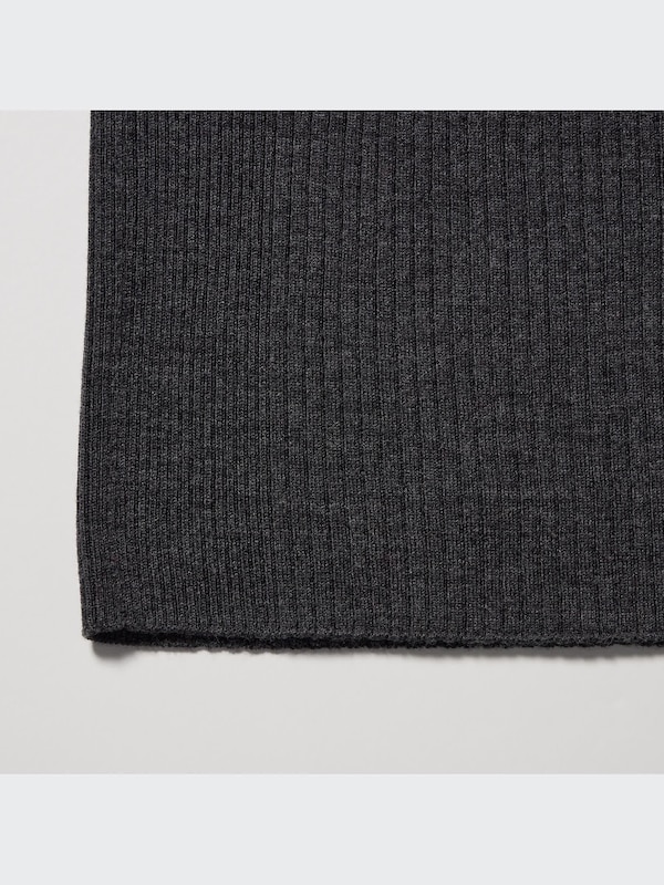 3D Knit Extra Fine Merino Ribbed Fitted Long-Sleeve Dress